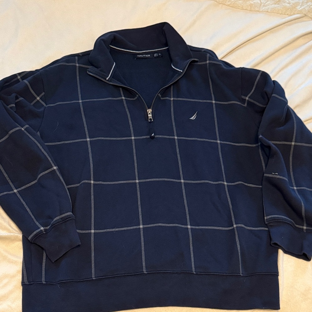 Nautica Men's Dark Blue Zip-Up Sweater